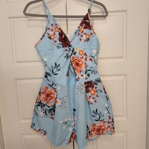 Shein Medium Baby Blue Floral Romper